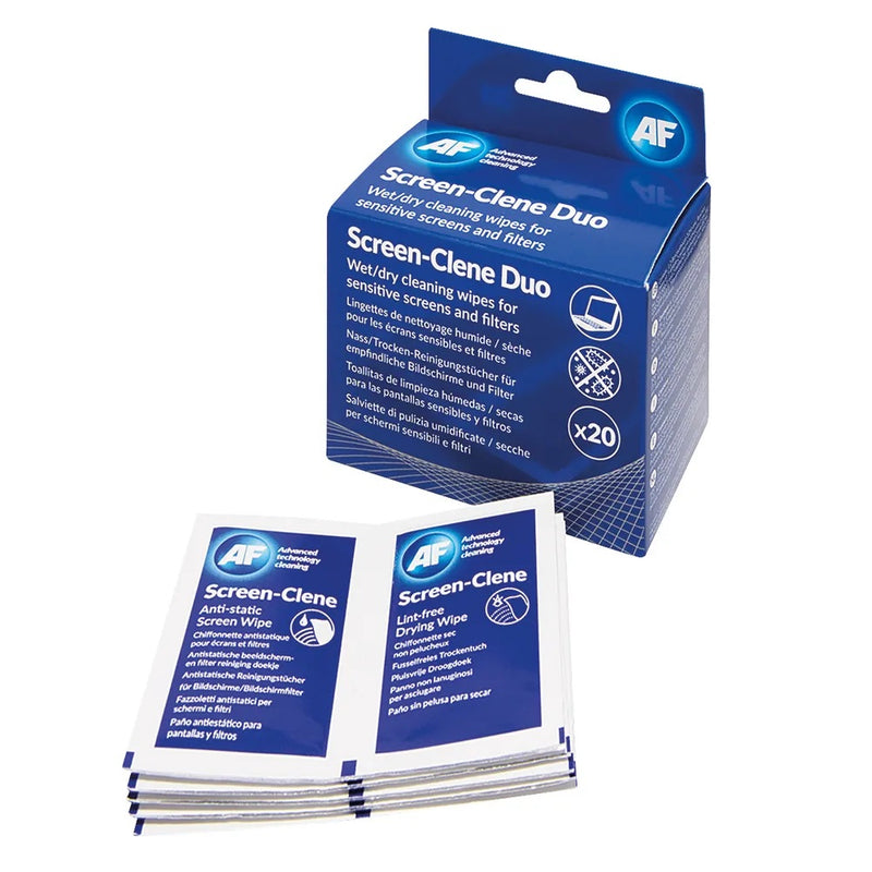 AF Screen-Clene Duo Wet-Dry Wipes (Pack of 20)