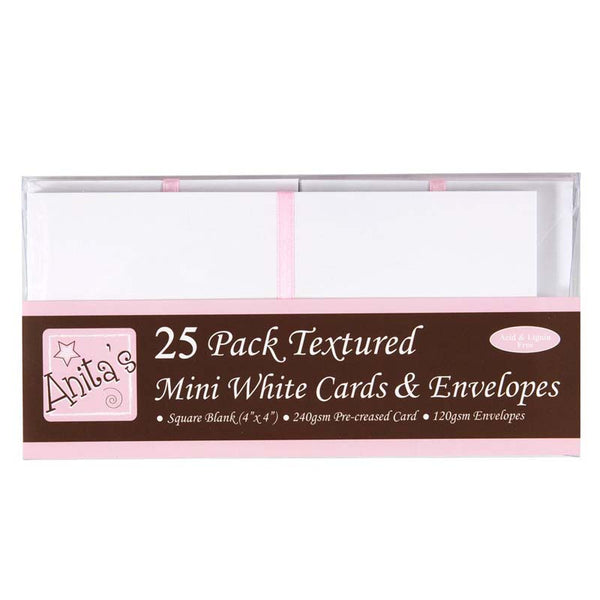 Anita's 4 x 4" Textured Cards and Envelopes (25pk) - White