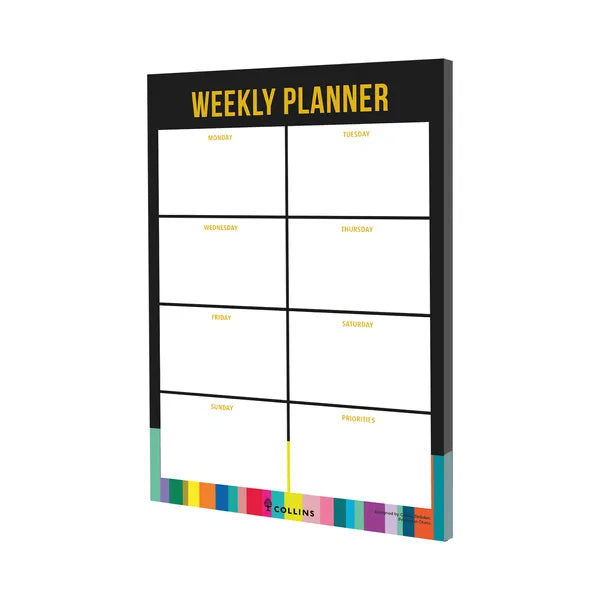 Collins Edge Rainbow Weekly Planner Desk Pad 60 Sheets A4