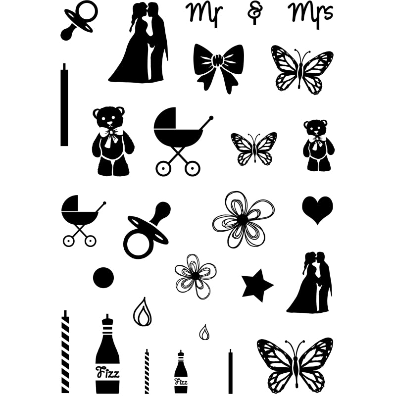 Card-io Combinations Clear Stamps - Cake Accessories