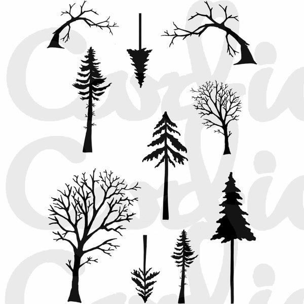 Card-io Combinations Clear Stamps - Mini Tall Trees