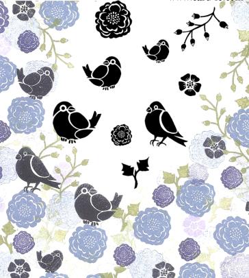 Card-io Majestix Clear Peg Stamps - Bullfinches and Blooms