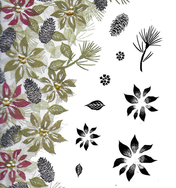 Card-io Majestix Clear Peg Stamps - Layered Poinsettia