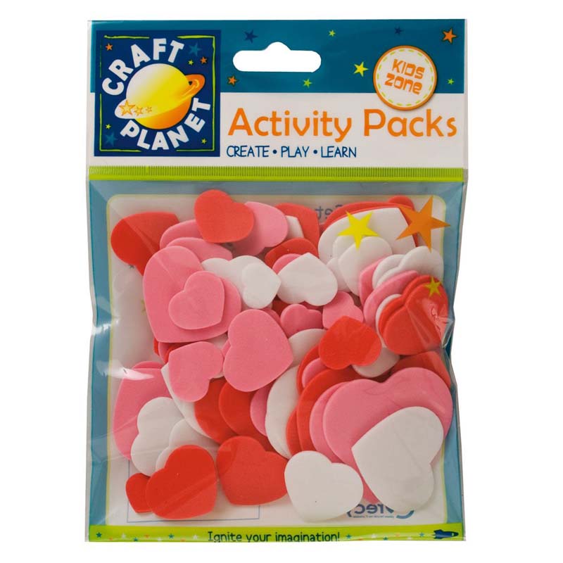 Craft Planet Crafty Foam (75pcs) - Hearts - Pink, Red, White