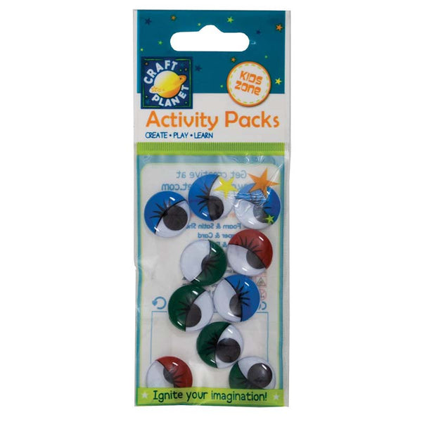 Craft Planet Wiggle Eyes (10pcs) Round - Painted (18mm)