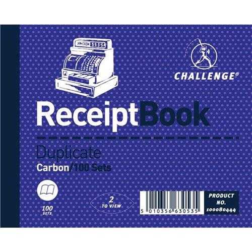 Challenge Taped Duplicate Book Gummed Sheets with Carbon Receipt 2-to-View 100-Sets 105x130mm