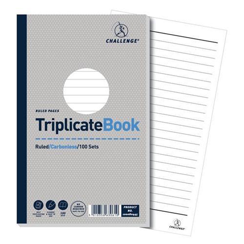 Challenge 100 Sheets Side Taped Ruled Perforated Triplicate Book (Grey)