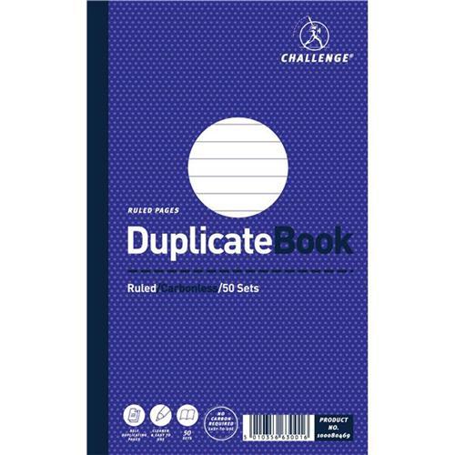 Challenge (210mm x 130mm) 50 Sheets Wirebound Ruled Perforated Duplicate Book (Blue)