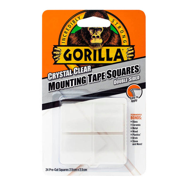 Gorilla Crystal Clear Mounting Tape Squares (Pkd 24)
