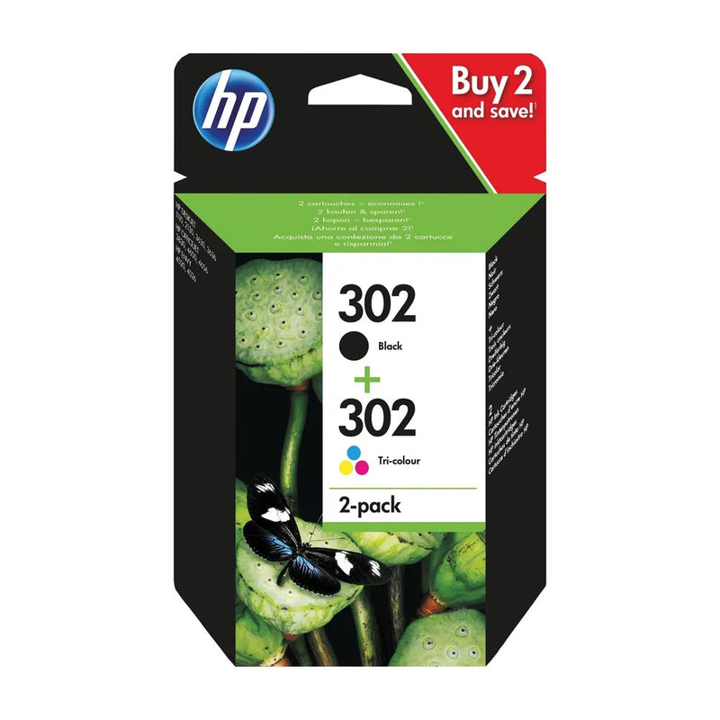 HP 302 Black and Colour Ink Cartridges (Pack of 2)