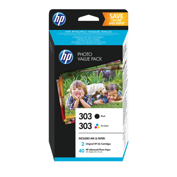 HP 303 Photo Value Pack Black Tricolour 40 Sheets 10 x 15