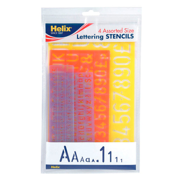 Helix Lettering Stencil Set of 4 Assorted Sizes
