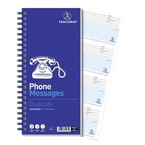 Challenge Wirebound Administration Book Telephone Message 320-Messages 4-Page 280x141mm