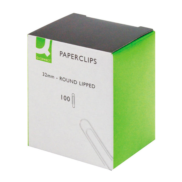 Q-Connect Round Lipped Paperclips 32mm (Pack 100)