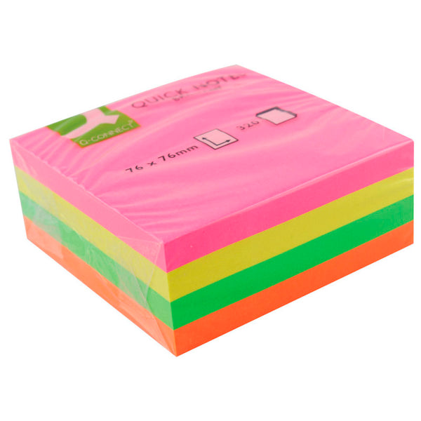 Q-Connect Quick Note Cube 76 x 76mm Assorted Neon