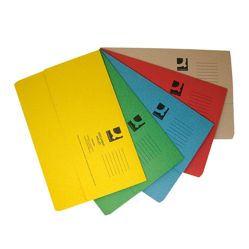 Q-Connect Document Wallets Foolscap Assorted (Pack of 50)
