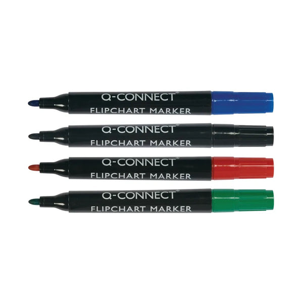 Q-Connect Flipchart Marker Pen Bullet Tip Assorted (Pack of 4)
