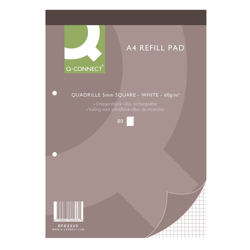 Q-Connect Quadrille Ruled Head Bound Refill Pad 160 Pages A4