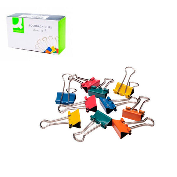 Q-Connect Assorted Colours Foldback Clips (Pack of 10)