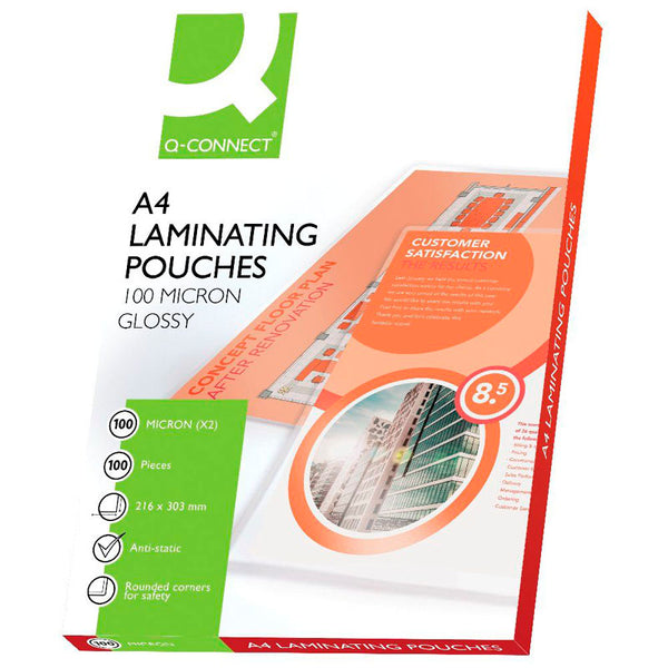 Q-Connect A4 Laminating Pouch 200 Micron (Pack of 100)