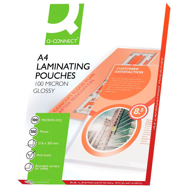 Q-Connect A4 Laminating Pouch 200 Micron (Pack of 100)