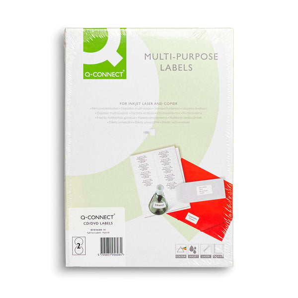 Q-Connect Multi-purpose Labels - CD-DVD Labels (100 Labels)