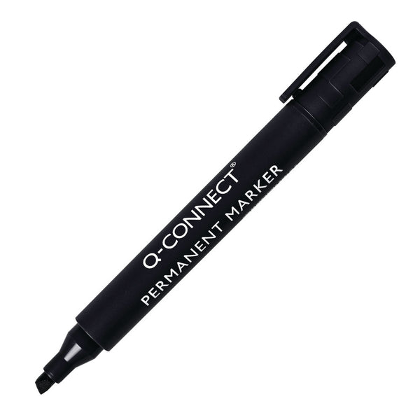 Q-Connect Permanent Marker Pen Chisel Tip Black (Pack of 10)