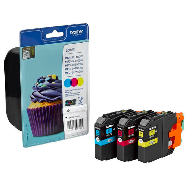 Brother LC123RBWBP (Yield: 600 Pages) C-M-Y Ink Cartridge