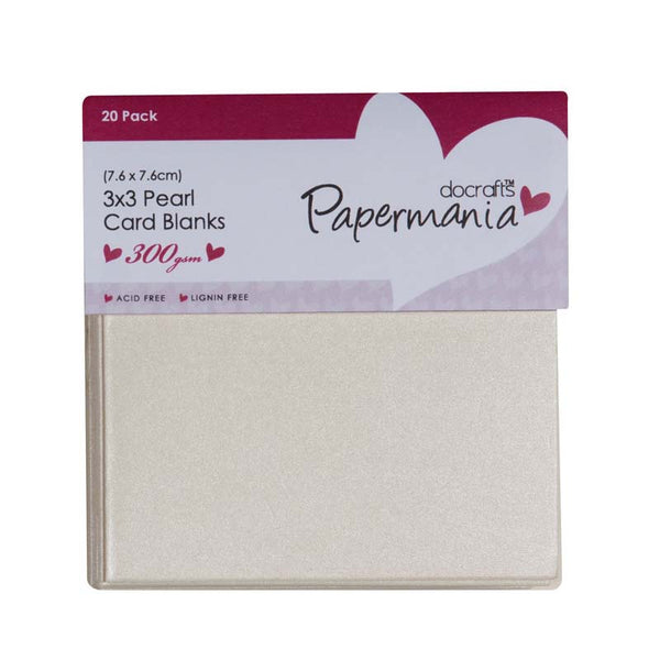 Papermania 3 x 3" Cards and Envelopes Pearlised (20pk)