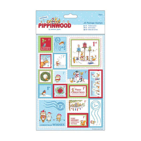 A5 Postage Stamps Linen (32pcs) - Pippinwood Christmas