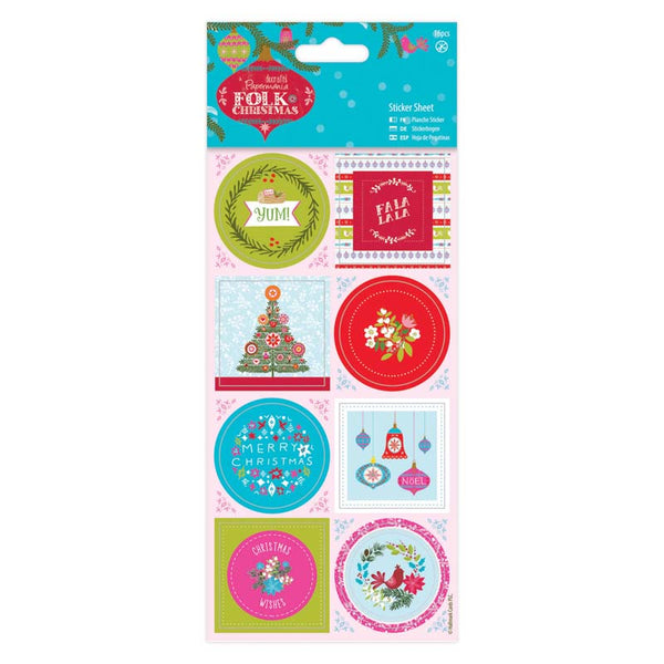 Sticker Sheet Linen (16pcs) - Folk Christmas