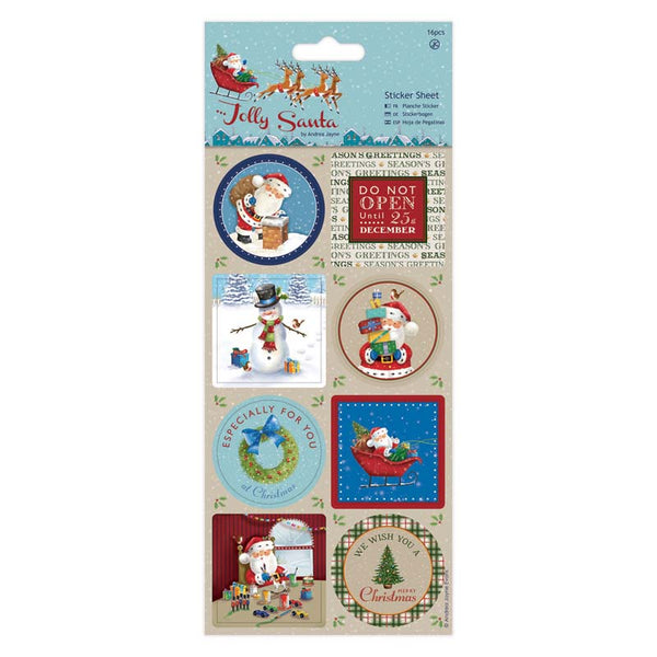 Sticker Sheet (16pcs) - Jolly Santa