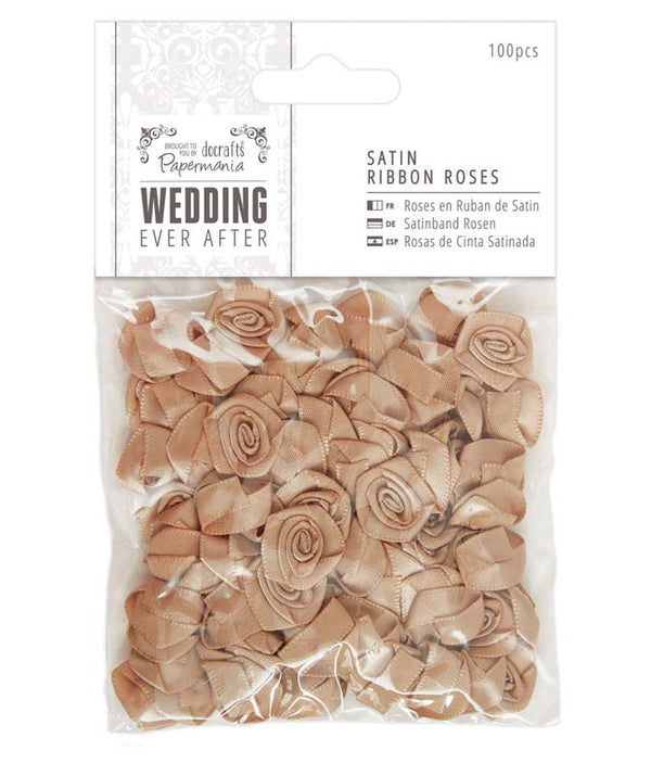 Papermania Satin Ribbon Roses (100pcs) - Wedding