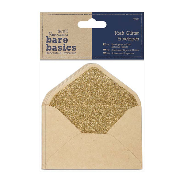 Papermania Kraft Glitter Envelopes (4pcs)