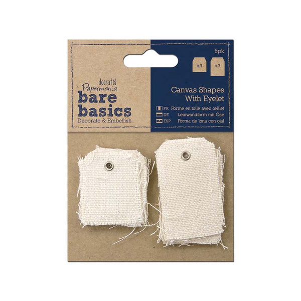 Papermania Canvas Shape with eyelet (6pk) - Small-Large Tag