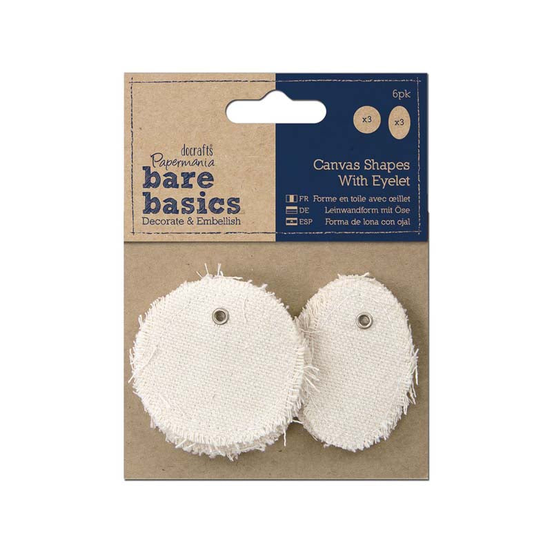 Papermania Canvas Shape with eyelet (6pk) - Circle-Oval