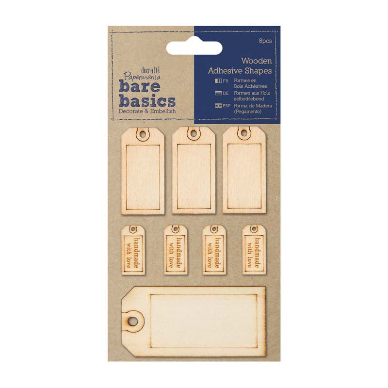 Papermania Wooden Adhesive Shapes (8pcs) - Tags