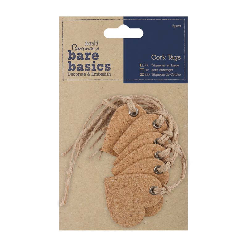 Papermania Cork Tags (6pcs) - Hearts