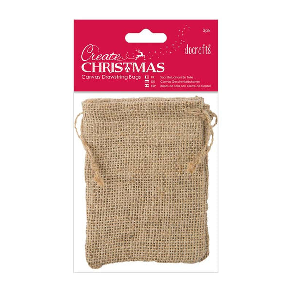 Create Christmas Jute Drawstring Bags (3pk)