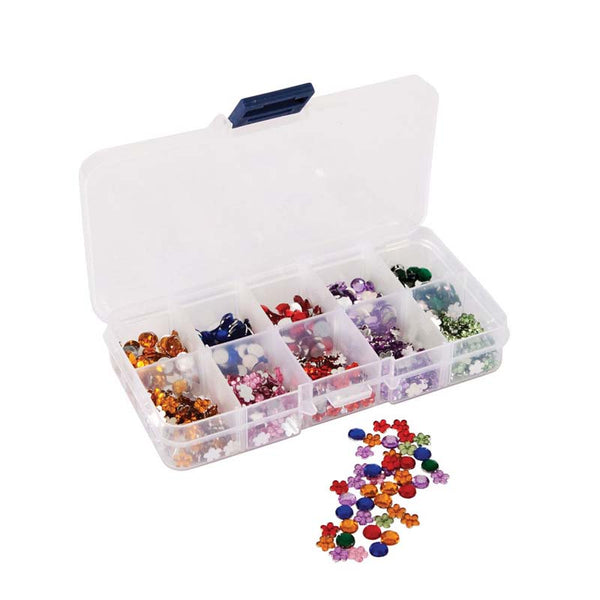 Papermania Mini Assorted Gems & Organiser (750pcs) - Florals & Stones