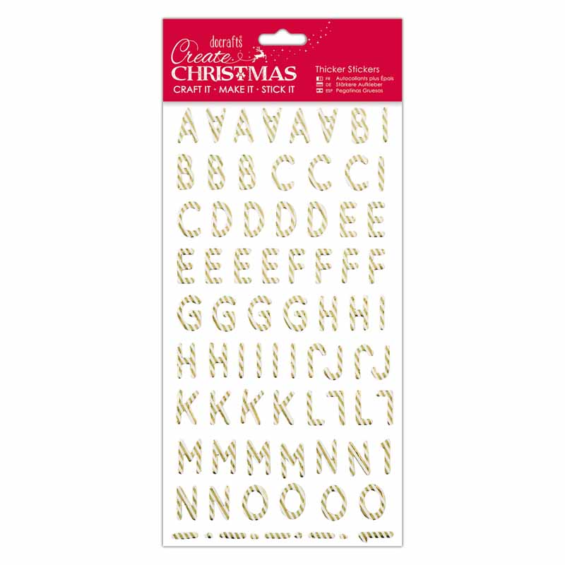 Create Christmas Christmas Alphabet Thicker Stickers - Gold Candy Stripe