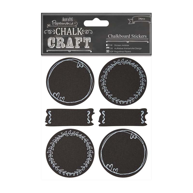Papermania Chalkboard Stickers (24pcs) - Doodle Circles