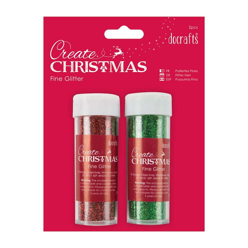 Create Christmas Fine Glitter (2pk) - Red & Green