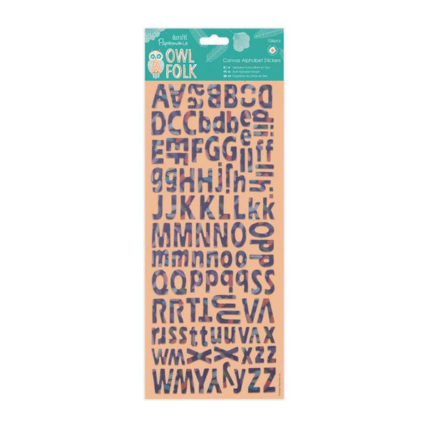 Papermania Canvas Alphabet Stickers (106pcs) - Owl Folk