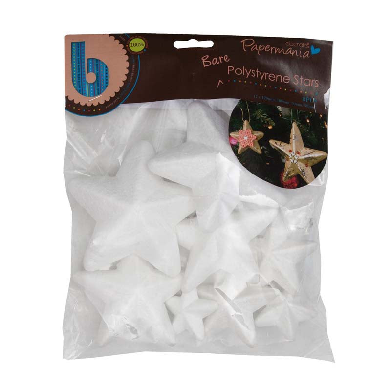 Papermania Polystyrene Stars (8pcs) - Assorted Sizes