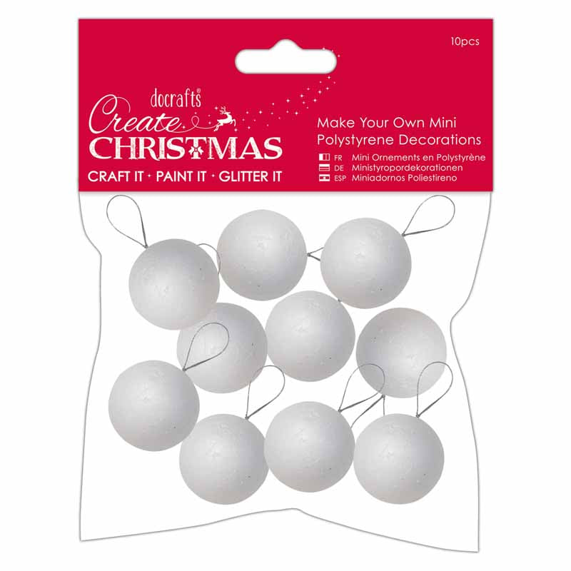 Create Christmas Make Your Own Mini Polystyrene Decorations 4cm (10pcs) - Baubles