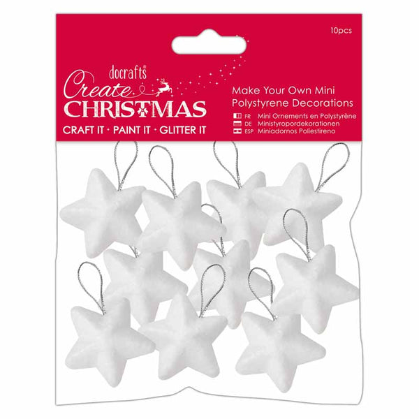 Create Christmas Make Your Own Mini Polystyrene Decorations 4cm (10pcs) - Stars
