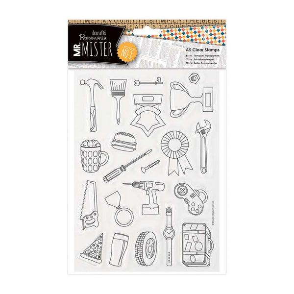 Papermania A5 Clear Stamps Set (21pcs) - Mr Mister - Icons
