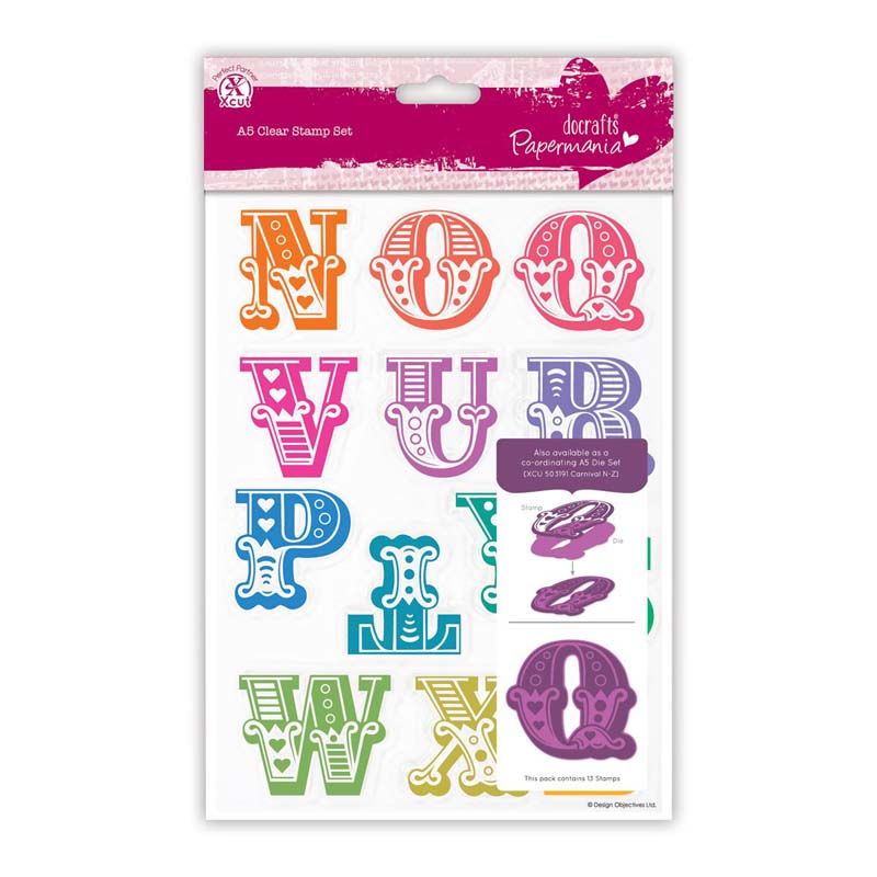 Papermania A5 Clear Stamps Set (13pcs) - Carnival Alphabet N-Z