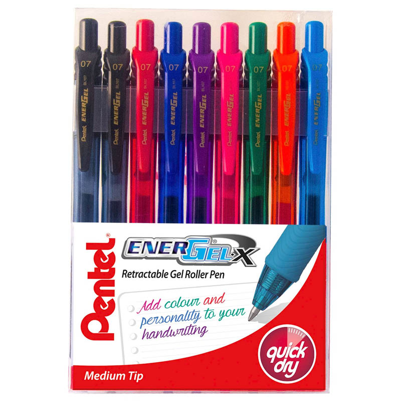 Pentel EnerGel-X Gel Pens Mixed Wallet (9 Pieces)